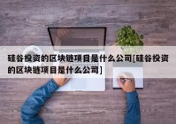 硅谷投资的区块链项目是什么公司[硅谷投资的区块链项目是什么公司]