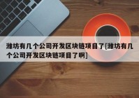 潍坊有几个公司开发区块链项目了[潍坊有几个公司开发区块链项目了啊]